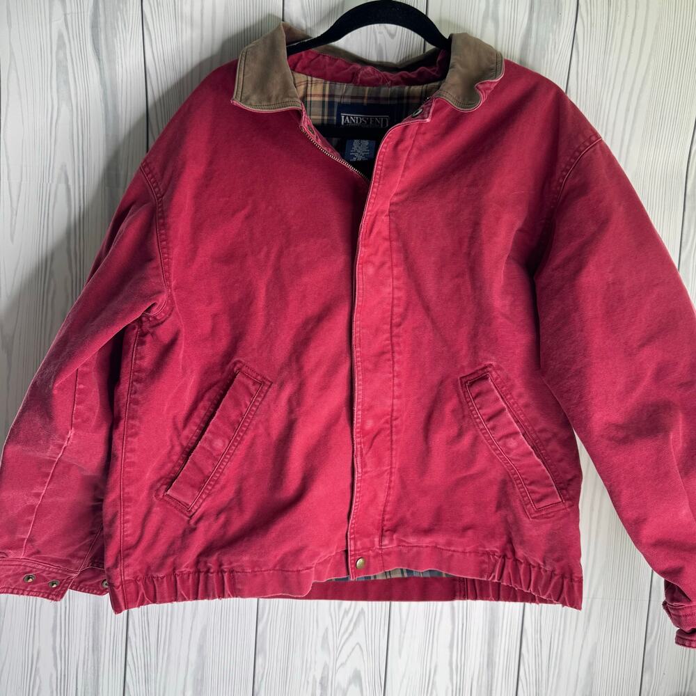 Vintage 1990s Lands End Detroit Style Duck Cotton  Jacket Chore Coat Sz Med Pink